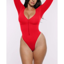 Skin Flow™ Bodysuit à manches longues zipper avant
